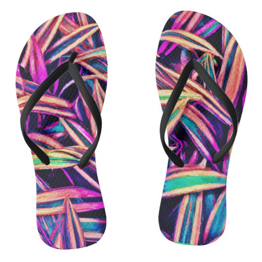 Neon Bladpatronen Onthuld Teenslippers (Voetbed)
