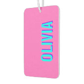 Neon Blauw 3D Moderne Naam | Trendy Koel Roze Luchtverfrisser (Links)