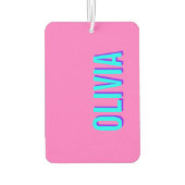 Neon Blauw 3D Moderne Naam | Trendy Koel Roze Luchtverfrisser (Achterkant)