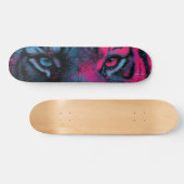 Neon Blauw en Roze Close-up van Tijgerogen Persoonlijk Skateboard (Horizontaal)