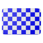 Neon Blauw en Wit Geruite Checkerboard Badmat (Voorkant)