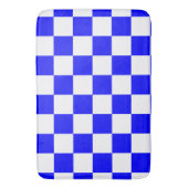 Neon Blauw en Wit Geruite Checkerboard Badmat (Voorkant Verticaal)