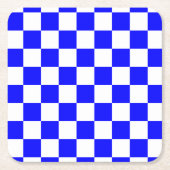 Neon Blauw en Wit Geruite Checkerboard  Kartonnen Onderzetters (Voorkant)