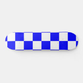 Neon Blauw en Wit Geruite Checkerboard Persoonlijk Skateboard (Horizontaal)
