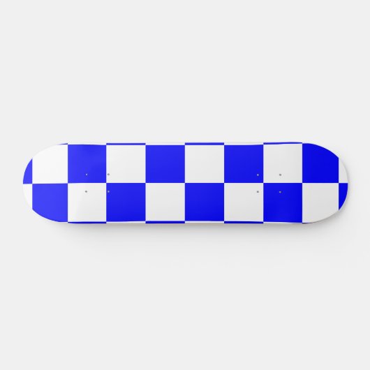 Neon Blauw en Wit Geruite Checkerboard  Persoonlijk Skateboard (Horizontaal)