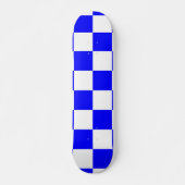 Neon Blauw en Wit Geruite Checkerboard Persoonlijk Skateboard (Voorkant)
