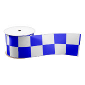 Neon Blauw en Wit Geruite Checkerboard  Satijnen Lint (Spoel)