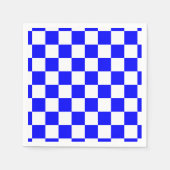 Neon Blauw en Wit Geruite Checkerboard Servet (Voorkant)