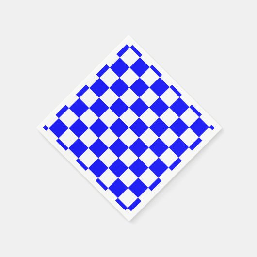 Neon Blauw en Wit Geruite Checkerboard Servet (Hoek)
