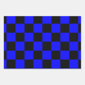 Neon Blauw en Zwart Geruite Checkerboard  Inpakpapier Vel (Voorkant 2)