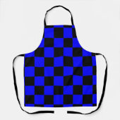 Neon Blauw en Zwart Geruite Checkerboard  Schort (Voorkant)