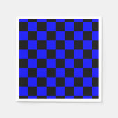 Neon Blauw en Zwart Geruite Checkerboard  Servet (Voorkant)
