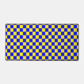 Neon Blauw Geel Geruite Checkerboard  Bureaumat (Voorkant)