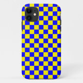 Neon Blauw Geel Geruite Checkerboard Case-Mate iPhone Case (Achterkant)