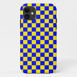 Neon Blauw Geel Geruite Checkerboard  Case-Mate iPhone Case