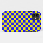 Neon Blauw Geel Geruite Checkerboard  Case-Mate iPhone Case (Achterkant (horizontaal))