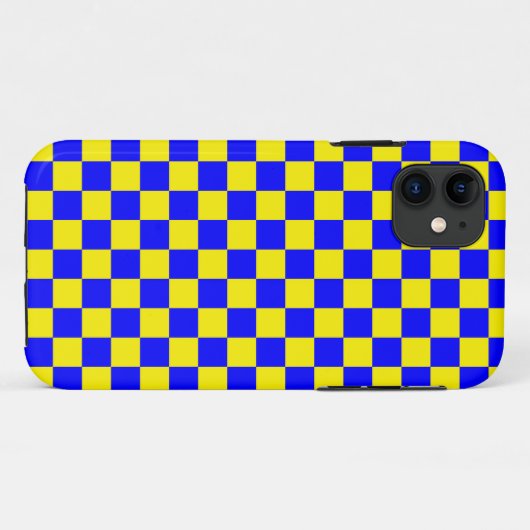 Neon Blauw Geel Geruite Checkerboard Case-Mate iPhone Case (Achterkant (horizontaal))
