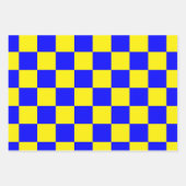 Neon Blauw Geel Geruite Checkerboard  Inpakpapier Vel (Voorkant 3)
