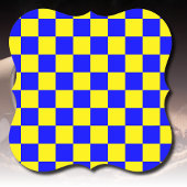 Neon Blauw Geel Geruite Checkerboard  Kartonnen Onderzetters