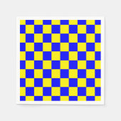 Neon Blauw Geel Geruite Checkerboard Servet (Voorkant)