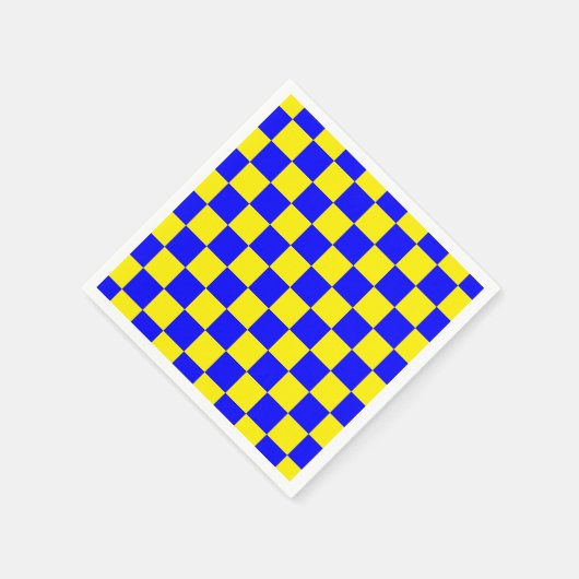 Neon Blauw Geel Geruite Checkerboard Servet (Hoek)