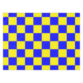 Neon Blauw Geel Geruite Checkerboard  Tafelkleed (Voorkant (Horizontaal))