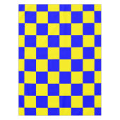 Neon Blauw Geel Geruite Checkerboard  Tafelkleed (Voorkant)
