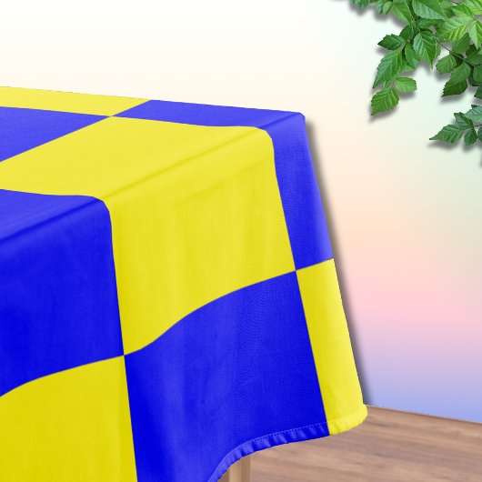 Neon Blauw Geel Geruite Checkerboard  Tafelkleed