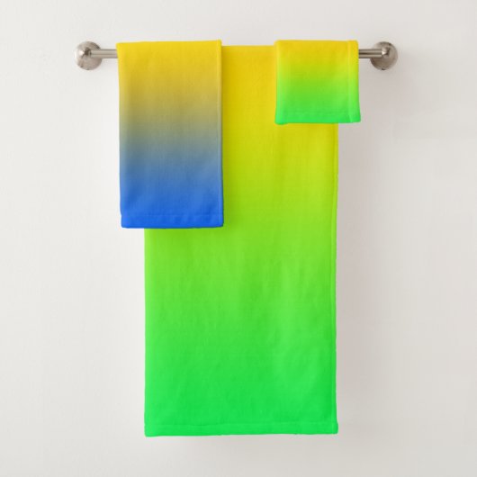 Neon blauw, geel, groen verloop, ombre. bad handdoek (Insitu)