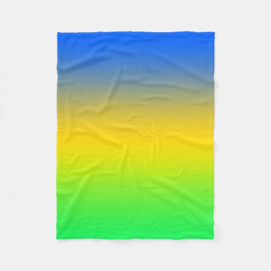 Neon blauw, geel, groen verloop, ombre. fleece deken (Voorkant)