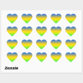 Neon blauw, geel, groen verloop, ombre. hart sticker (Vel)