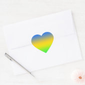 Neon blauw, geel, groen verloop, ombre. hart sticker (Envelop)
