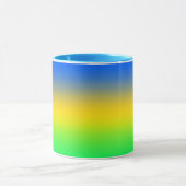 Neon blauw, geel, groen verloop, ombre. mok (Midden)