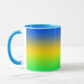 Neon blauw, geel, groen verloop, ombre. mok (Links)