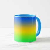 Neon blauw, geel, groen verloop, ombre. mok (Voorkant rechts)