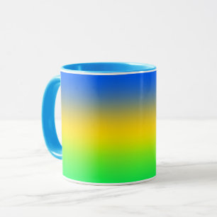 Neon blauw, geel, groen verloop, ombre. mok