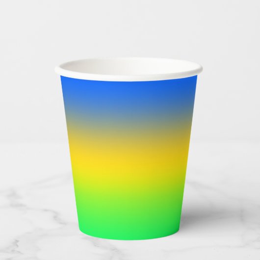 Neon blauw, geel, groen verloop, ombre. papieren bekers (Voorkant)