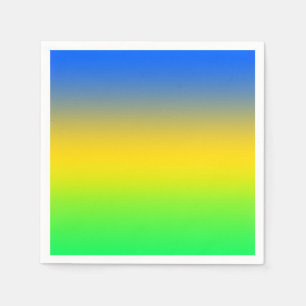 Neon blauw, geel, groen verloop, ombre. servet