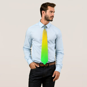 Neon blauw, geel, groen verloop, ombre. stropdas