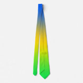 Neon blauw, geel, groen verloop, ombre. stropdas (Achterkant)