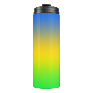Neon blauw, geel, groen verloop, ombre. thermosbeker