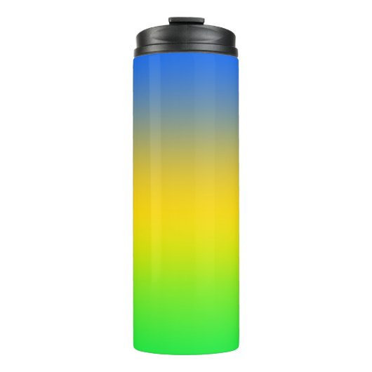 Neon blauw, geel, groen verloop, ombre. thermosbeker (Voorkant)
