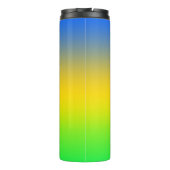 Neon blauw, geel, groen verloop, ombre. thermosbeker (Achterkant)
