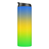 Neon blauw, geel, groen verloop, ombre. thermosbeker (Geroteerd rechts)