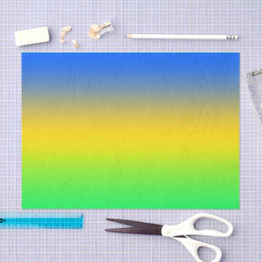 Neon blauw, geel, groen verloop, ombre. tissuepapier (Craft)