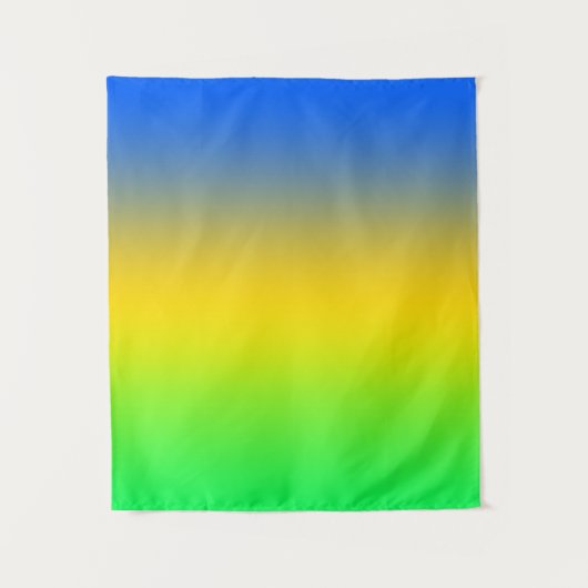 Neon blauw, geel, groen verloop, ombre. wandkleed (Voorkant)