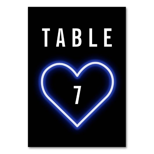 Neon Blauw Hart Bruiloft Kaart (Achterkant)