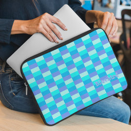 Neon blauw kleurenpatroon laptop sleeve