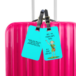 Neon BLAUW Meisje Scout JUNIOR | Aangepast Bagagelabel