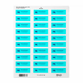Neon Blauw Modern Gepersonaliseerd Monogram Letter Etiket (Full Sheet)